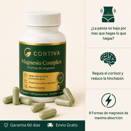 Cortiva - Capsulas Premium de Magnesio Anticortisol 8 en 1